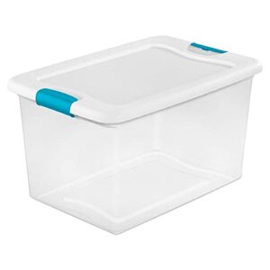 Sterilite 64 Quart Clear Plastic Stackable Storage Container Bin Box Tote with White Latching Lid Organizing Solution for Home & Classroom, 6 Pack