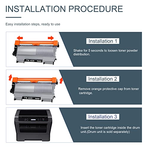 Onward TN4201pk TN420 Toner Cartridge: Compatible with Brother TN-420 Toner Cartridge Black High Yield Replacement for Brother Printer HL-2280DW DCP-7060D Intellifax 2840 2940 Ink (2,600 Pages)