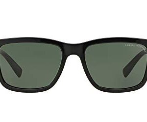 A|X ARMANI EXCHANGE Men's AX4045S Rectangular Sunglasses, Shiny Black/Green, 56 mm