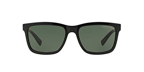 A|X ARMANI EXCHANGE Men's AX4045S Rectangular Sunglasses, Shiny Black/Green, 56 mm