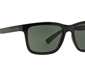 A|X ARMANI EXCHANGE Men's AX4045S Rectangular Sunglasses, Shiny Black/Green, 56 mm