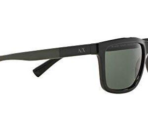 A|X ARMANI EXCHANGE Men's AX4045S Rectangular Sunglasses, Shiny Black/Green, 56 mm