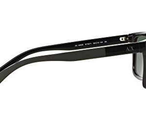 A|X ARMANI EXCHANGE Men's AX4045S Rectangular Sunglasses, Shiny Black/Green, 56 mm