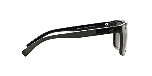 A|X ARMANI EXCHANGE Men's AX4045S Rectangular Sunglasses, Shiny Black/Green, 56 mm