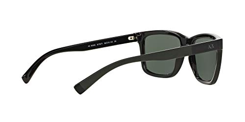 A|X ARMANI EXCHANGE Men's AX4045S Rectangular Sunglasses, Shiny Black/Green, 56 mm