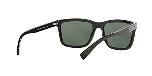 A|X ARMANI EXCHANGE Men's AX4045S Rectangular Sunglasses, Shiny Black/Green, 56 mm