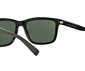 A|X ARMANI EXCHANGE Men's AX4045S Rectangular Sunglasses, Shiny Black/Green, 56 mm