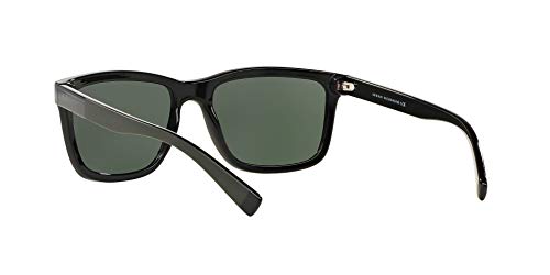 A|X ARMANI EXCHANGE Men's AX4045S Rectangular Sunglasses, Shiny Black/Green, 56 mm