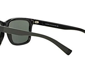 A|X ARMANI EXCHANGE Men's AX4045S Rectangular Sunglasses, Shiny Black/Green, 56 mm