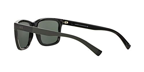 A|X ARMANI EXCHANGE Men's AX4045S Rectangular Sunglasses, Shiny Black/Green, 56 mm