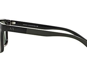 A|X ARMANI EXCHANGE Men's AX4045S Rectangular Sunglasses, Shiny Black/Green, 56 mm