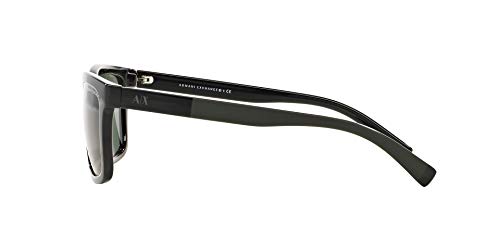 A|X ARMANI EXCHANGE Men's AX4045S Rectangular Sunglasses, Shiny Black/Green, 56 mm