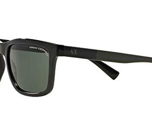 A|X ARMANI EXCHANGE Men's AX4045S Rectangular Sunglasses, Shiny Black/Green, 56 mm