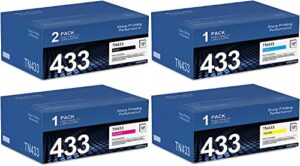 5pk tn-433 toner cartridge set (2bk+1c+1m+1y) tn433bk tn433c tn433m tn433y high yield toner cartridge : vaserin compatible replacement for brother tn433 toner hl-l8260cdw l8360cdw l8360cdwt printer