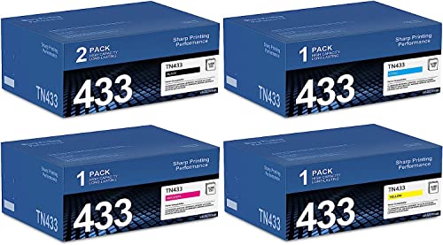 5PK TN-433 Toner Cartridge Set (2BK+1C+1M+1Y) TN433BK TN433C TN433M TN433Y High Yield Toner Cartridge : VASERIN Compatible Replacement for Brother TN433 Toner HL-L8260CDW L8360CDW L8360CDWT Printer