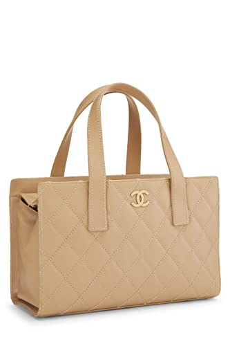 CHANEL, Pre-Loved Beige Calfskin Wild Stitch Tote, Beige