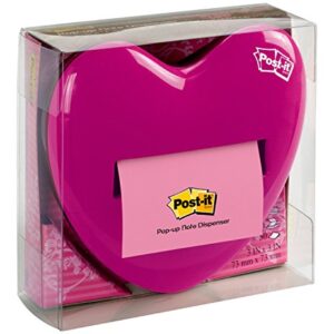 Post-it HD-330 Pop-up Notes Dispenser for 3 x 3-Inch Notes, Pink, Heart Shape