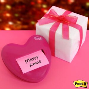 Post-it HD-330 Pop-up Notes Dispenser for 3 x 3-Inch Notes, Pink, Heart Shape