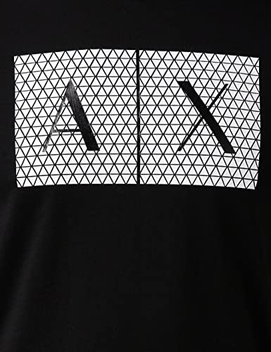 A|X ARMANI EXCHANGE mens Crew Neck Logo Tee T Shirt, Grid Logo Black, Large US