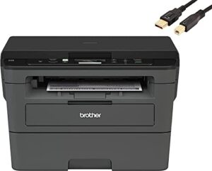 brother hl-l23 series monochrome all-in-one laser printer for home and office, print, copy, and scan, 2400 x 600dpi, wireless, 32ppm, auto 2-sided printing, bundle with mtc printer cable