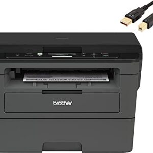 Brother HL-L23 Series Monochrome All-in-one Laser Printer for Home and Office, Print, Copy, and Scan, 2400 X 600dpi, Wireless, 32ppm, Auto 2-Sided Printing, Bundle with MTC Printer Cable