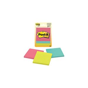 post-it ultra colors lined note pad 3″ x 3″, assorted colors 3 ea