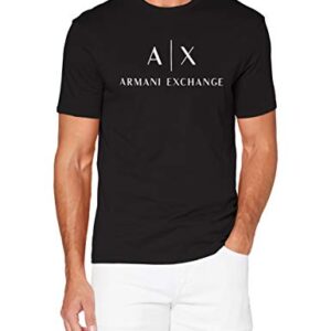 A|X ARMANI EXCHANGE mens Classic Crew Logo T-shirt T Shirt, Black, X-Small US