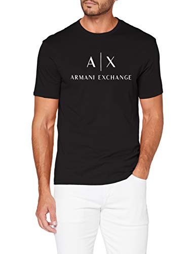 A|X ARMANI EXCHANGE mens Classic Crew Logo T-shirt T Shirt, Black, X-Small US