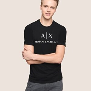 A|X ARMANI EXCHANGE mens Classic Crew Logo T-shirt T Shirt, Black, X-Small US