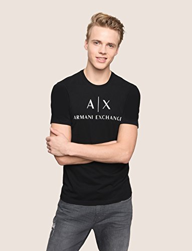 A|X ARMANI EXCHANGE mens Classic Crew Logo T-shirt T Shirt, Black, X-Small US