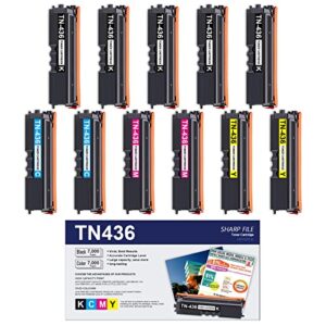 hiyota 11-pack tn-436 tn436 compatible tn-436bk tn-436c tn-436m tn-436y extra high yield toner cartridge set replacement for brother tn436 hl-l8360cdwt mfc-l9570cdw printer toner | 5bk/2c/2m/2y