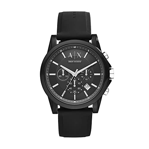 AX ARMANI EXCHANGE Men's Black Silicone Strap Watch (Model: AX1326)