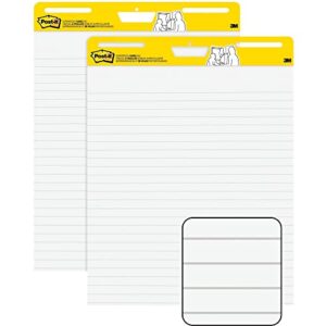 post-it® super sticky lined easel pads, 25″ x 30″, 30 sheets per pad, white, pack of 2 pads