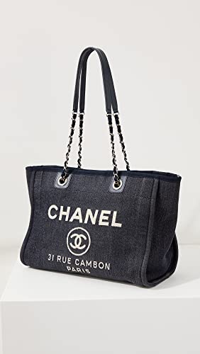 CHANEL Women's Pre-Loved Deauville Medium Tote, Denim, Blue, One Size