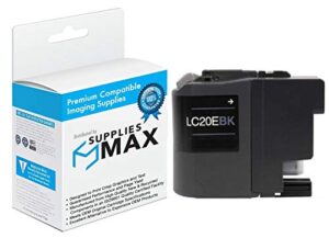 suppliesmax compatible replacement for brother mfc-j785/j985/j9520dw black super high yield inkjet (2400 page yield) (lc-20ebk)