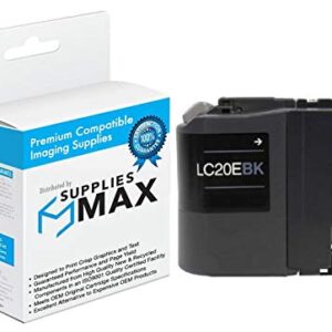 SuppliesMAX Compatible Replacement for Brother MFC-J785/J985/J9520DW Black Super High Yield Inkjet (2400 Page Yield) (LC-20EBK)