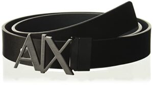 ax armani exchange mens a x hinge plate belt, black/phantom, 32 us