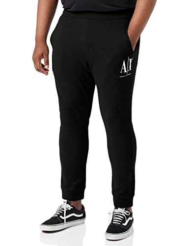 A|X ARMANI EXCHANGE mens Icon Project Embroidered Jogger Casual Pants, Black, Large US