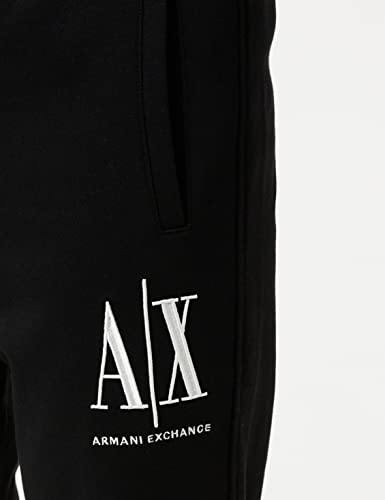 A|X ARMANI EXCHANGE mens Icon Project Embroidered Jogger Casual Pants, Black, Large US