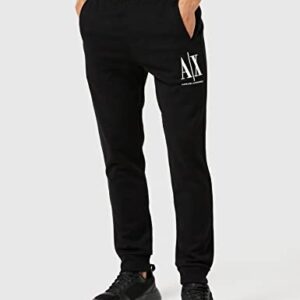 A|X ARMANI EXCHANGE mens Icon Project Embroidered Jogger Casual Pants, Black, Large US