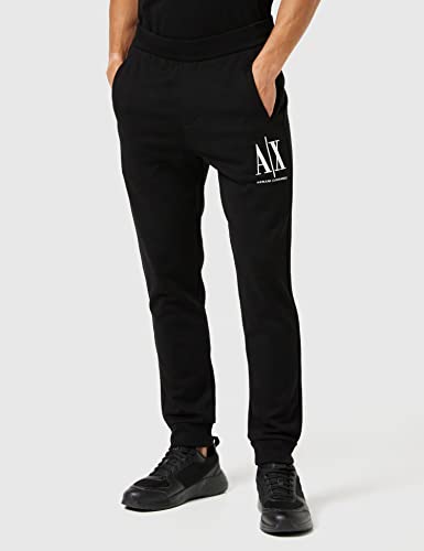 A|X ARMANI EXCHANGE mens Icon Project Embroidered Jogger Casual Pants, Black, Large US