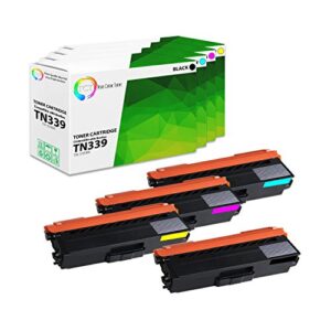 tct premium compatible toner cartridge replacement for brother tn-339 tn339bk tn339c tn339m tn339y super high yield works with brother hl-l9200, mfc-l9550 printers (b, c, m, y) – 4 pack