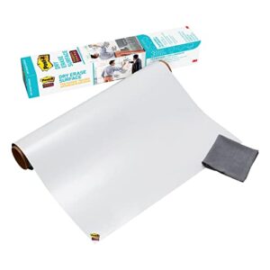 post-it dry erase whiteboard film surface for walls, doors, tables, chalkboards, whiteboards, and more, removable, stain-proof, easy installation, 3 ft x 2 ft roll , white, 3 x 2 feet (def3x2)