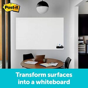 Post-it Dry Erase Whiteboard Film Surface for Walls, Doors, Tables, Chalkboards, Whiteboards, and More, Removable, Stain-Proof, Easy Installation, 3 ft x 2 ft Roll , White, 3 x 2 Feet (DEF3x2)