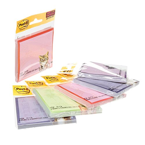 Post-it Super Sticky Printed Notes, 4 in x 4 in, Pet Designs, 1 Pad/Pack, 75 Sheets/Pad (6355-PET-CITY)