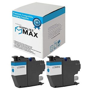 suppliesmax compatible replacement for brother mfc-j5830/j5930/j6535/j6935dw cyan super high yield inkjet (2/pk-1500 page yield) (lc-3029c_2pk)