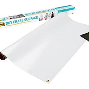 Post-it Dry Erase Whiteboard Film Surface for Walls, Doors, Tables, Chalkboards, Whiteboards, and More, Removable, Stain-Proof, Easy Installation, 4 ft x 3 ft Roll (DEF4X3)