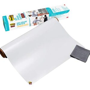 Post-it Dry Erase Whiteboard Film Surface for Walls, Doors, Tables, Chalkboards, Whiteboards, and More, Removable, Stain-Proof, Easy Installation, 4 ft x 3 ft Roll (DEF4X3)