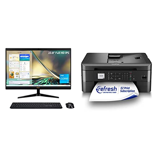 Acer Aspire C24-1700-UA91 AIO Desktop | 23.8" Full HD IPS Display | 12th Gen Intel Core & Brother MFC-J1010DW Wireless Color Inkjet All-in-One Printer with Mobile Device