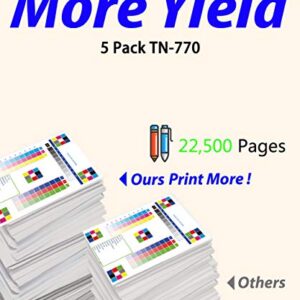 5-Pack ColorPrint Compatible TN770 High Yield Toner Cartridge Replacement for Brother TN770 TN 770 TN760 Work with HL-L2370DW HL-L2370DWXL MFC-L2750DW MFC-L2750DWXL Printer (Black)